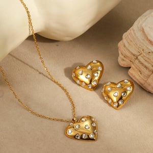 1 Pair Romantic Series Daily Heart Stainless Steel   Gold Color  Women's Pendant Necklaces h5 Picture2