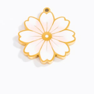 1 Piece Chromatic Series Modern Flower Oil- Glazing Stainless Steel Gold Color Women's Pendants h5 Picture5