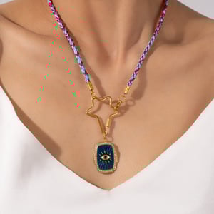 Opulent Eye Stainless Steel Gold Color Women's Pendant Necklaces h5 Picture6