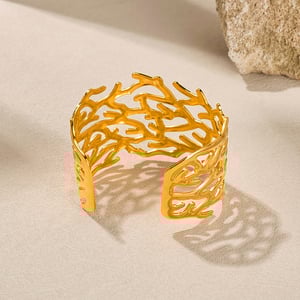 1 Stück Simple Series Daily Plant Edelstahl Goldfarben Damen Manschettenarmbänder h5 Bild6