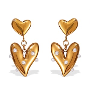 Herzförmige Tropfenohrringe aus Edelstahl in Goldfarbe h5 Bild6
