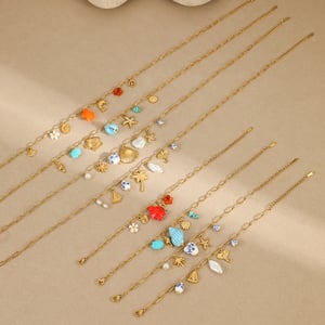 1 Pair Romantic Series Vacation Turtle Stainless Steel   Gold Color  Women's Charm Bracelets h5 Picture3