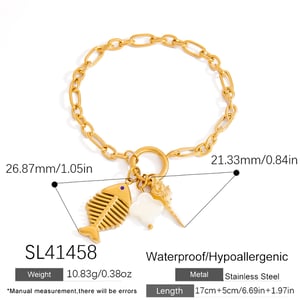 Classic Fishbone Stainless Steel Gold Color Women's Charm Bracelets h5 Picture2