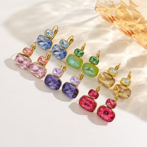 Luxurious Series Daily Engraved Stainless Steel Zircon Women's Stud Earrings h5 Picture2