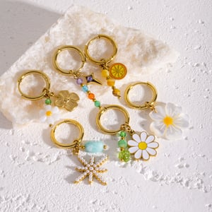 Simple Series Vacation Flower Stainless Steel Women's Drop Earrings h5 Picture4