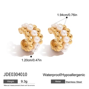 Retro Beads Stainless Steel Gold Color Ear Cuffs h5 Picture2