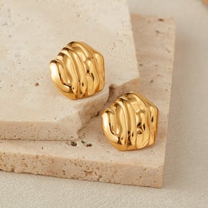 1 Paar Simple Series Tägliche geometrische Edelstahl Goldfarbene Damen-Ohrstecker h5 Bild5