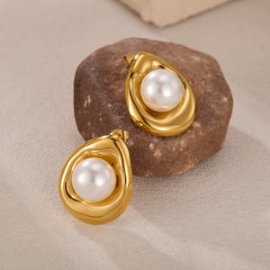 1 Paar Simple Series Tägliche geometrische Edelstahl Goldfarbene Damen-Ohrstecker h5 Bild7