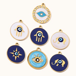 Eye Pattern Stainless Steel Gold Color Pendants h5 Picture5