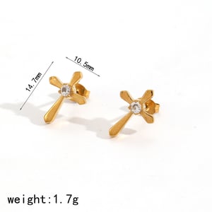Ohrstecker mit Kreuz aus Edelstahl in Goldfarbe h5 Bild2