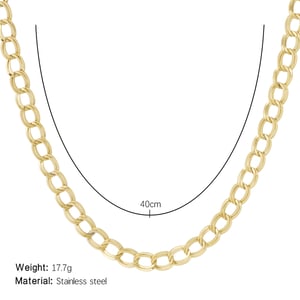 Edgy Daily Patchwork Stainless Steel Gold Color Women's Chain Necklaces h5 Picture2