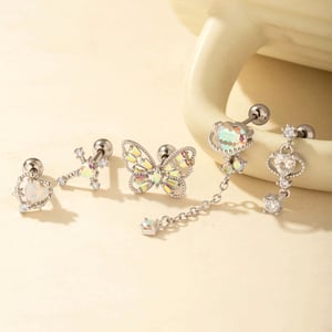 1 Piece Simple Series Simple Heart Copper   Gold Color  Zircon Women's Piercings Earrings h5 Picture7