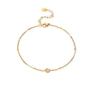 1 Pair Daily Geometric Stainless Steel   Gold Color  Rhinestone Anklets h5 Picture5