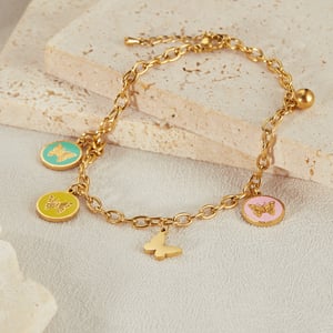 Fußkettchen mit Schmetterlings-Motiv aus Edelstahl in Goldfarbe h5 Bild3