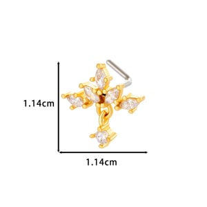 1 Piece Designable Copper Gold Color Zircon Women's Nose Stud h5 Picture2