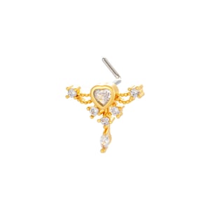 1 Piece Delicate Heart Copper Gold Color Zircon Women's Nose Stud h5