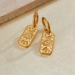 1 Paar einfache Serie täglich geometrische Edelstahl Gold Farbe Damen Tropfen Ohrringe h5 Bild5