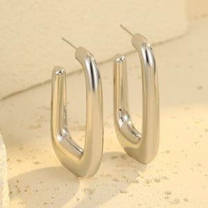 1 Paar einfache Creolen aus einfarbigem Edelstahl für Damen h5 Bild6