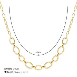 Modern Oval Chain Stainless Steel Gold Color Women's Chain Necklaces h5 Picture2