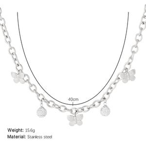 Shinning Butterfly Stainless Steel Gold Color Women's Pendant Necklaces h5 Picture2