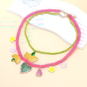 Sweet Flower Alloy Layered Beaded Necklaces h5 Picture2