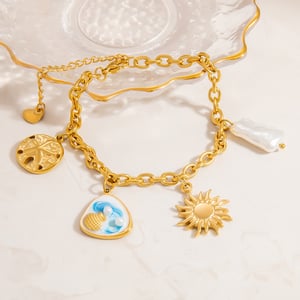 Simple Shell Stainless Steel Gold Color Artificial Pearl Women's Charm Bracelets h5 Picture4