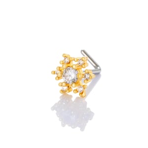 1 Piece Snowflake Copper Gold Color Zircon Women's Nose Stud h5 