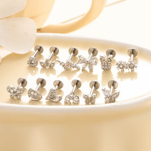 1 Stück Simple Series Simple Heart Kupfer Gold Farbe Zirkon Damen Piercings Ohrringe h5 Bild5