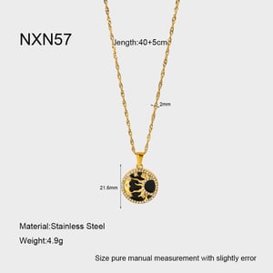 Luxurious Series Moon Stainless Steel Gold Color Pendant Necklaces h5