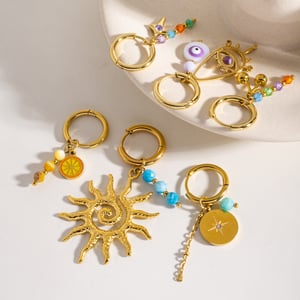 Simple Series Vacation Flower Stainless Steel Women's Drop Earrings h5 Picture3