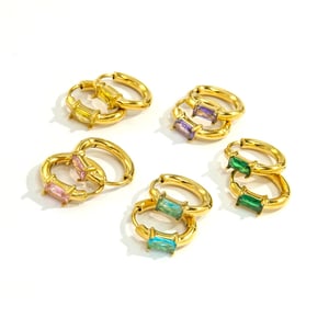 Simple Series Elegant Solid Color Stainless Steel Women's Hoop Earrings h5 Picture5