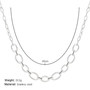 Modern Oval Chain Stainless Steel Gold Color Women's Chain Necklaces h5 Picture2