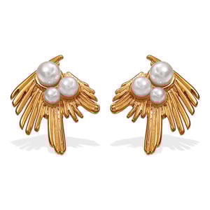 Feather Stainless Steel Gold Color Stud Earrings h5 Picture6
