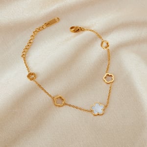 gk çiçek paslanmaz çelik altın renkli charm bilezikler h5 Resim3