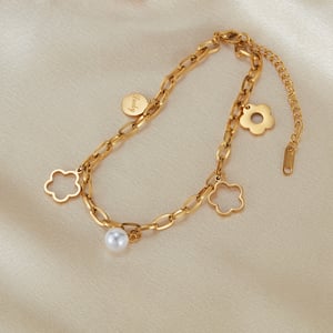 Fußkettchen aus Edelstahl mit Blumen in Goldfarbe h5 Bild5