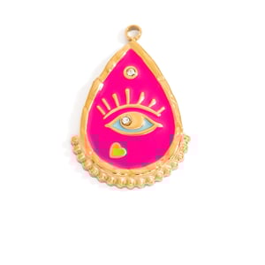 Oil- Glazing Eye Pattern Stainless Steel Gold Color Women's Pendants h5 Picture5