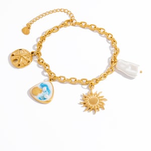 Simple Shell Stainless Steel Gold Color Artificial Pearl Women's Charm Bracelets h5 Picture5