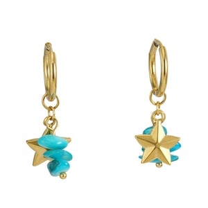 Star Stainless Steel Gold Color Drop Earrings h5