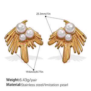 Feather Stainless Steel Gold Color Stud Earrings h5