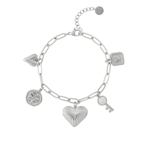 Glänzendes Herz Edelstahl Goldfarben Damen Charm Armbänder h5