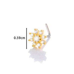 1 Piece Flower Copper Gold Color Zircon Women's Nose Stud h5 Picture2