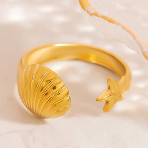 Simple Series Casual Turtle Stainless Steel  Gold Color  Statement Rings h5 Picture4