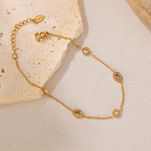 1 Paar Simple Series Tägliche geometrische Edelstahl Goldfarbene Damen-Kettenarmbänder h5 Bild3