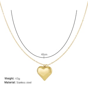 Classic Heart Stainless Steel Gold Color Women's Pendant Necklaces h5 Picture2