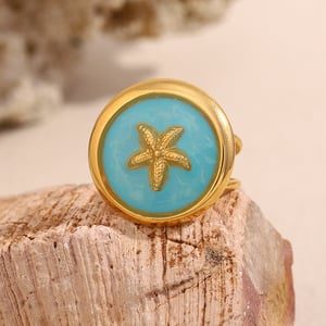 Luxury Style Retro Ocean Series Stainless Steel Women's Rings h5 Picture3