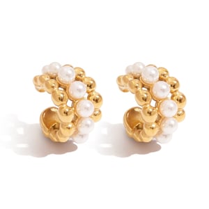 Retro Beads Stainless Steel Gold Color Ear Cuffs h5