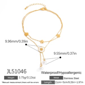 Classic Flower Stainless Steel Gold Color Artificial Pearl Women's Anklets h5 Picture2