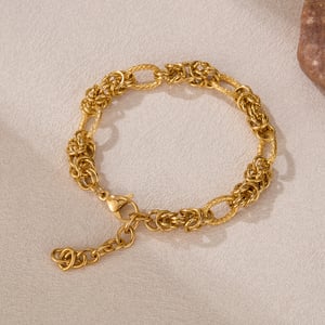 1 Stück Simple Series Tägliche geometrische Edelstahl Goldfarbene Damen-Kettenarmbänder h5 Bild3