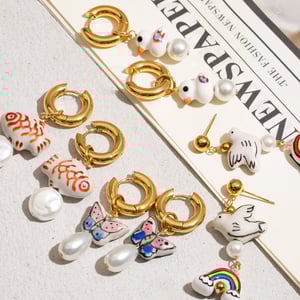 Cute Animal Stainless Steel Gold Color  Drop Earrings h5 Picture2