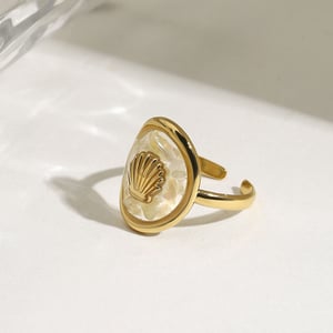 Oceanic Stainless Steel Gold Color Statement Ring h5 Picture4